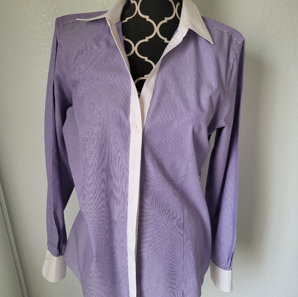 Brooks Brothers Tops - Book and Brothers long sleeve dress shirt color purple and white  Size 14